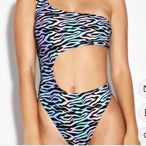 Reflective Zebra Rave Bodysuit